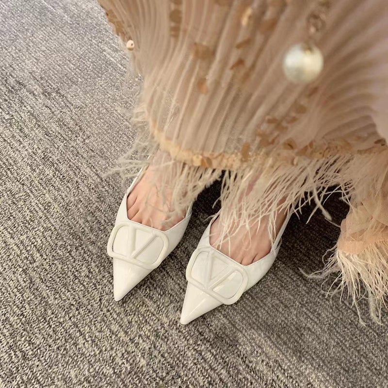 Grape Mom Studiolee Summer Elegant Pointed Valentino High Heel Shoes Patent Leather Back Empty Stiletto Heel Sandals For Women - Image 2