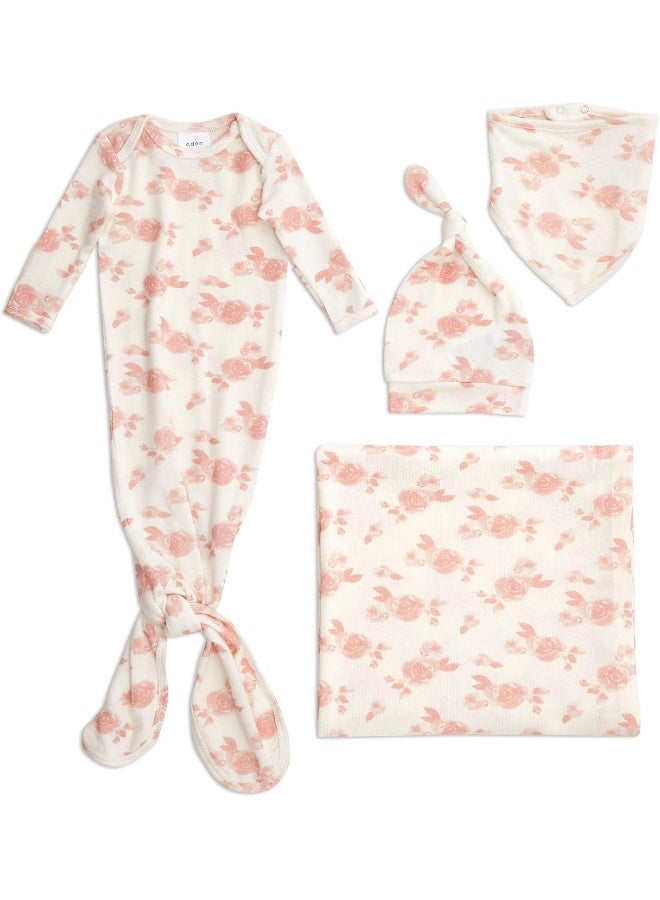 aden + anais Snuggle Knit Newborn Gift Set with Knotted Baby Gown, Swaddle Blanket, Infant Hat, and Bandana Bib - Image 1