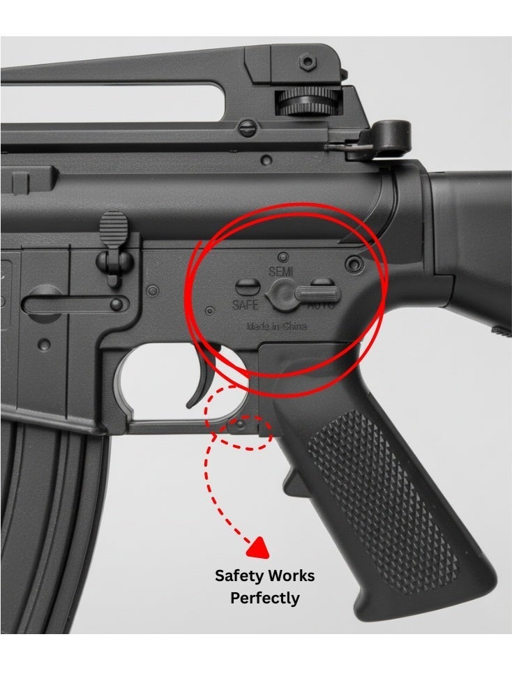 بريميم مجموعة لعبة بندقية ببجي إم ٤ وبندقية مسدس سوكوم – وضع مزدوج شبه أوتوماتيكي مع كتف قابل للإزالة وضوء ليزر ومخزن و٦٠٠ طلقة كرات بلاستيكية للتصويب - Image 5