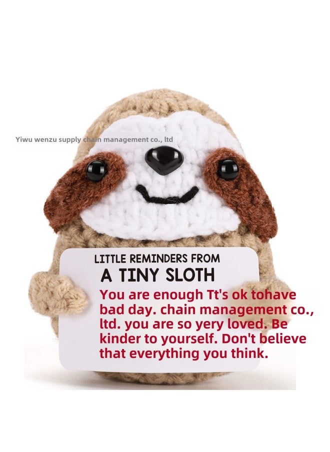 Generic - Positive Sloth Hand-crocheted Wool Sloth Active Potato Doll Gift Ornaments Baby-Color:P Card Khaki Sloth (single With Base) - Image 1
