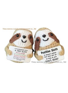 Positive Sloth Hand-crocheted Wool Sloth Active Potato Doll Gift Ornaments Baby-Color:P Card Khaki Sloth (single With Base)