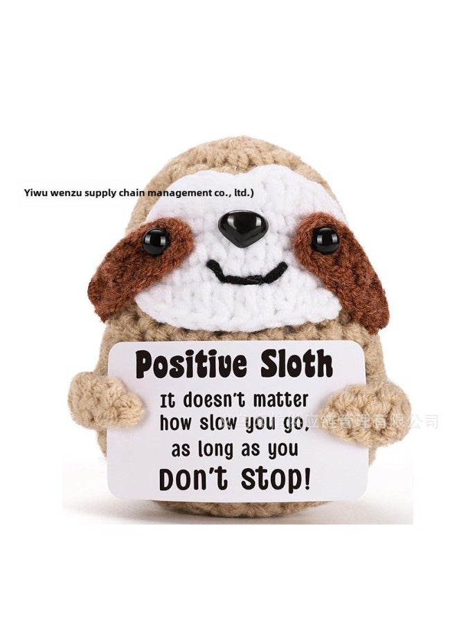 Generic - Positive Sloth Hand-crocheted Wool Sloth Active Potato Doll Gift Ornaments Baby-Color:P Card Khaki Sloth (single With Base) - Image 1