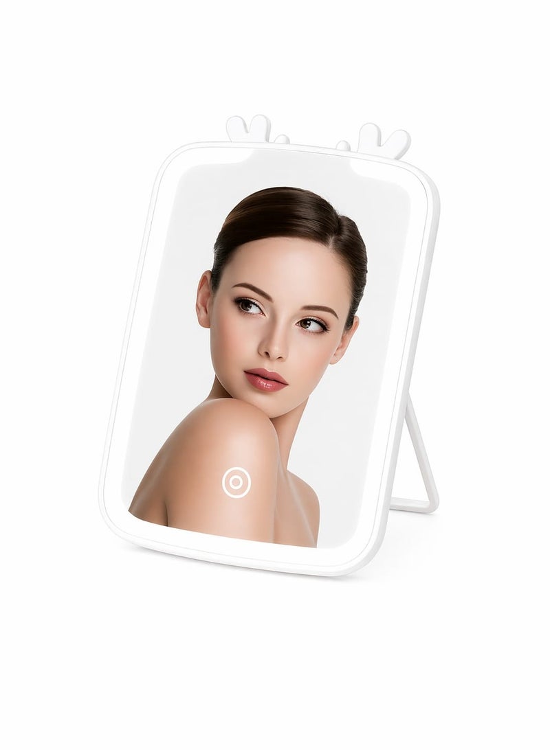 LED lighted makeup mirror, travel-friendly, rechargeable, touch control with adjustable brightness - Image 1