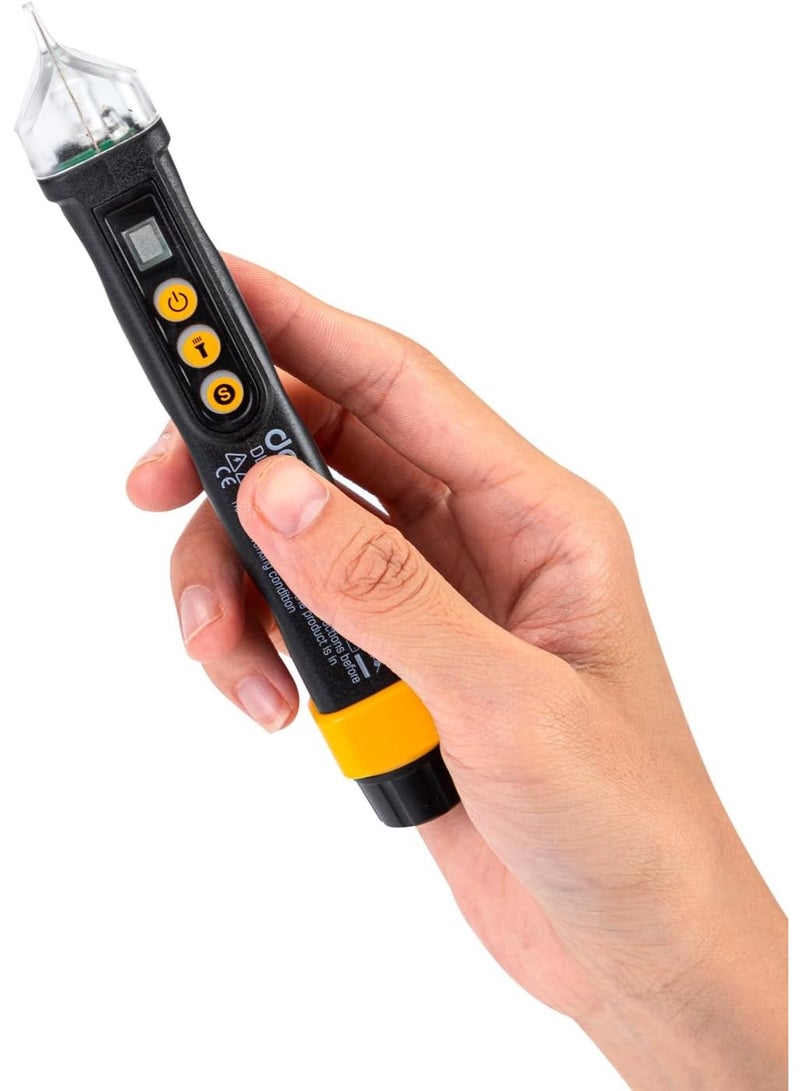 Deli Contactless Voltage Tester 12-1000V AC - Adjustable Sensitivity with 3-Color LED Indicators - Non-Contact Electrical Detector - Image 3