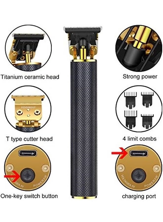 ORiTi مجموعة ماكينة قص الشعر الكهربائية الاحترافية القابلة لإعادة الشحن للرجال باللونين الذهبي والأسود - Image 4