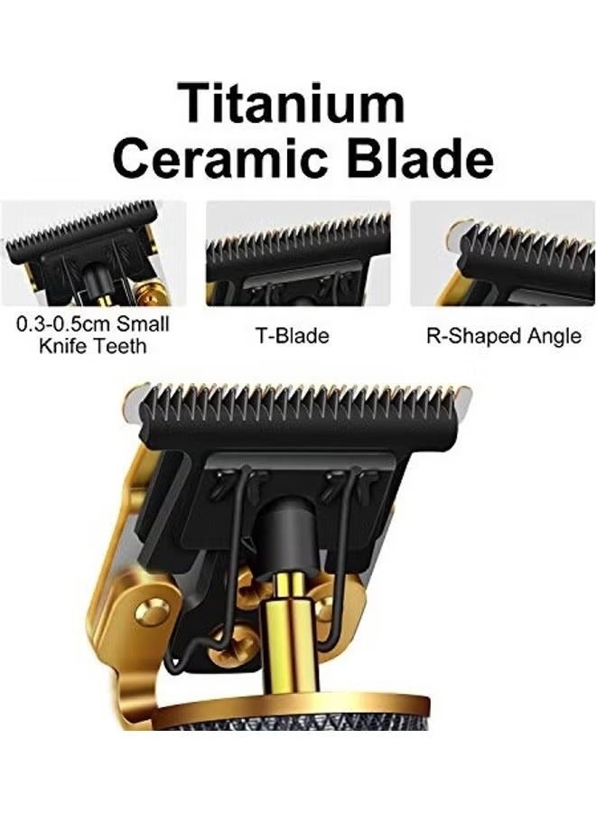 ORiTi مجموعة ماكينة قص الشعر الكهربائية الاحترافية القابلة لإعادة الشحن للرجال باللونين الذهبي والأسود - Image 2