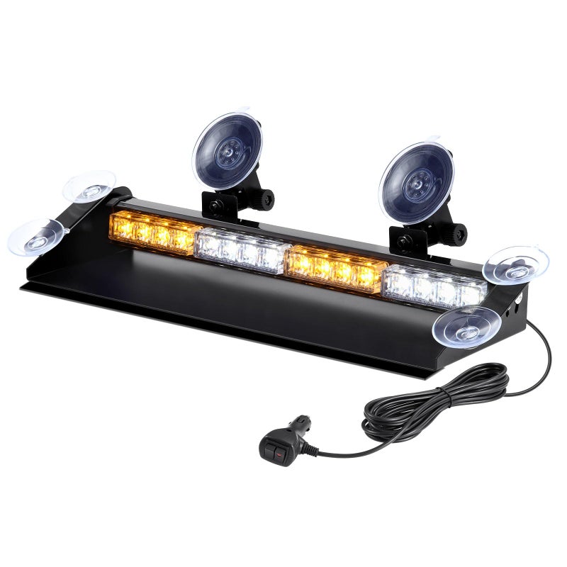 WOWTOU Aluminum Housing Amber White LED Emergency Strobe Dash Light bar for Trucks Construction Vehicles Security Cars 29 Flash Patterns Front Windshield Rear Window Safety Warning Lightbar