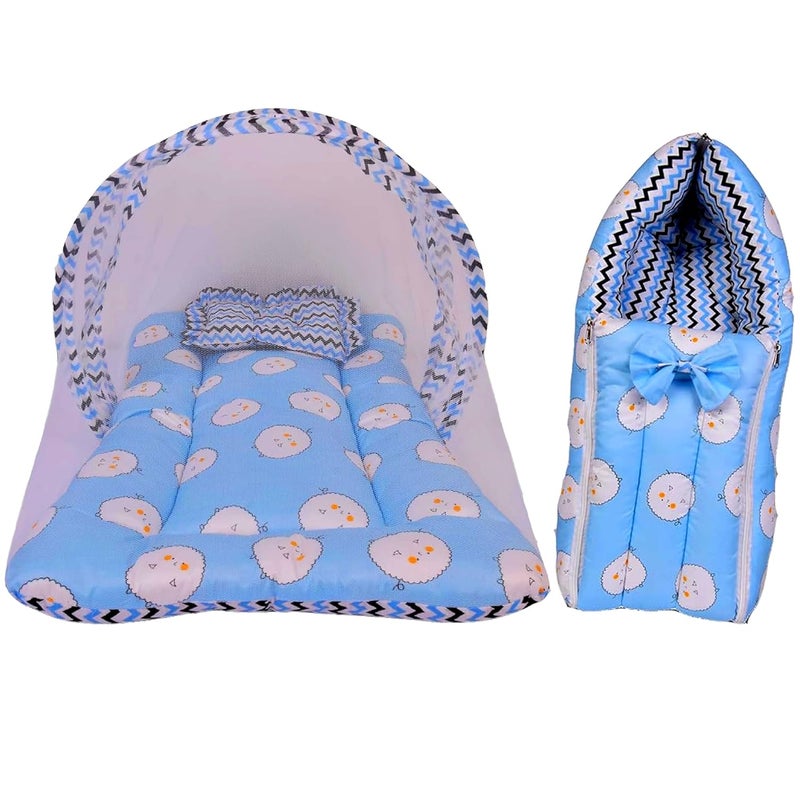 Kwitchy Combo of Unisex Baby Sleeping Bag and Baby Sleeping Mattress with Net Blue 06 Months - Image 1