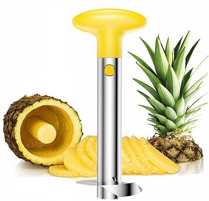 Seven Moon Stainless Steel Pineapple Corer and Slicer Tool with Sharp Built in Blade for Easy Coring and Ring Slices (Pack of 1, Random Colour) - Image 1