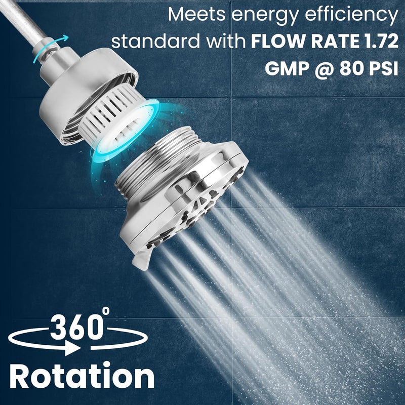 PJET Multiflow Hard Water Softener for Shower | Stainless Steel Polished Bathroom Water Filter for Shower Head | Softener with Purifier Cartridge for Tanker & Borewell Water - Image 3