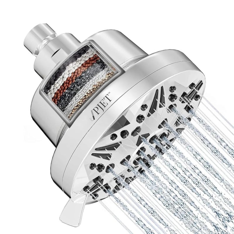 PJET Multiflow Hard Water Softener for Shower | Stainless Steel Polished Bathroom Water Filter for Shower Head | Softener with Purifier Cartridge for Tanker & Borewell Water - Image 1