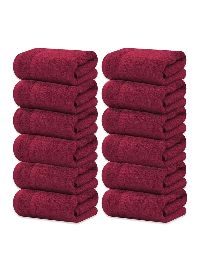 GOLD TEXTILES 100% Cotton Washcloth - 12 Pack | 13x13 inches | Red Wine - Ultra Soft, Highly Absorbent, Long Lasting and Quick Drying - Hotel & Spa Collection Cool Feel Fingertip Towels (12, Red Wine) - Image 1