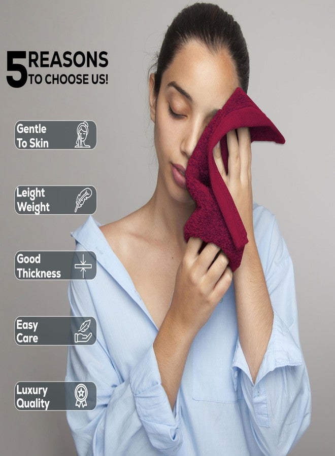 GOLD TEXTILES 100% Cotton Washcloth - 12 Pack | 13x13 inches | Red Wine - Ultra Soft, Highly Absorbent, Long Lasting and Quick Drying - Hotel & Spa Collection Cool Feel Fingertip Towels (12, Red Wine) - Image 2