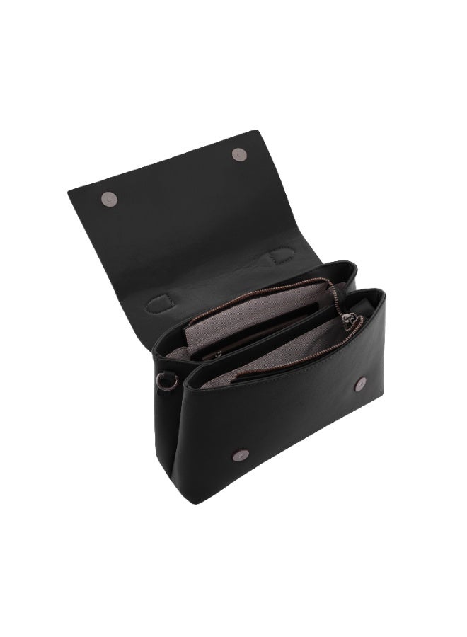 فوسكا شنطة Foska نسائية جلد كروس وكتف مع وشاح أنيق – شنطة يد بمقبض علوي لون أسود - Image 5