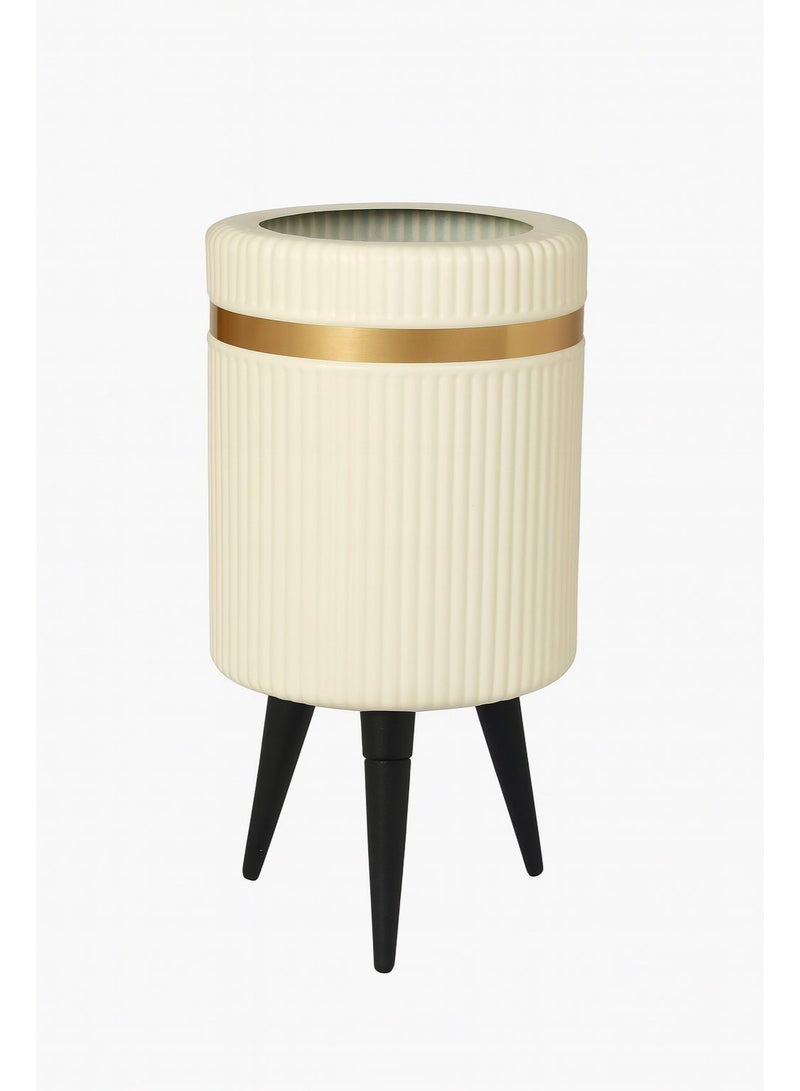 Artificial planter Elegant ribbed with gold accent. - Image 2
