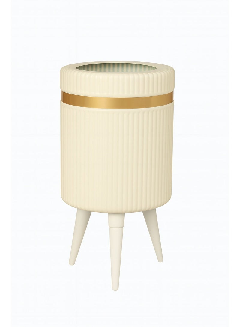Artificial planter Elegant ribbed with gold accent. - Image 1