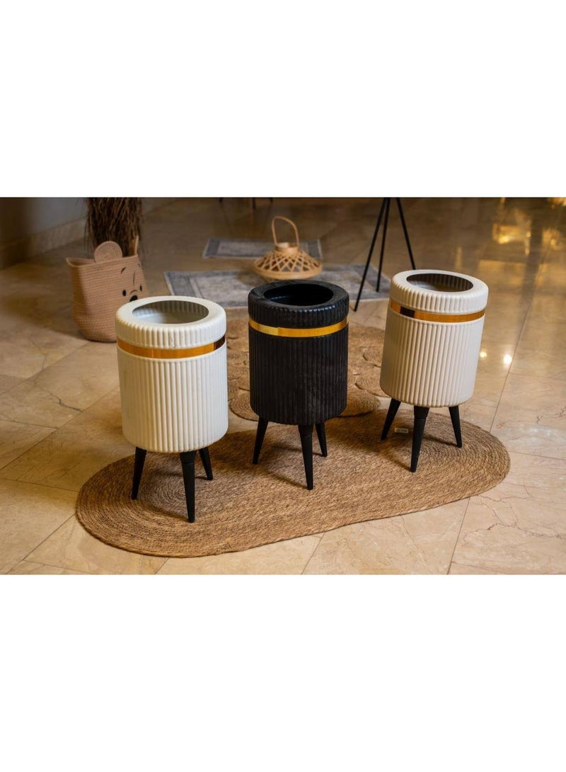 Artificial planter Elegant ribbed with gold accent. - Image 4