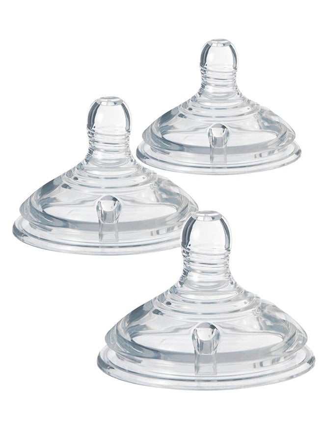 Momore Pack Of 3 Natural Feeding Bottle Nipple 6 Months+, For Tommee Tippee Bottle  - Image 1