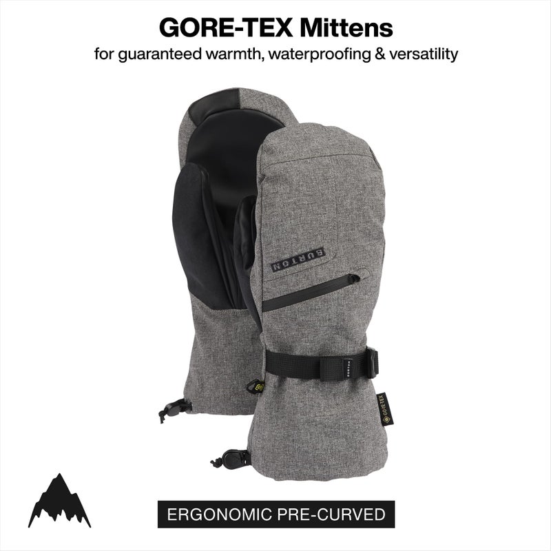 Burton Menâ€™s Gore-TEX Insulated Mittens â€“ Waterproof Winter Snowboard Mittens â€“ Gray Heather, Small - Image 2