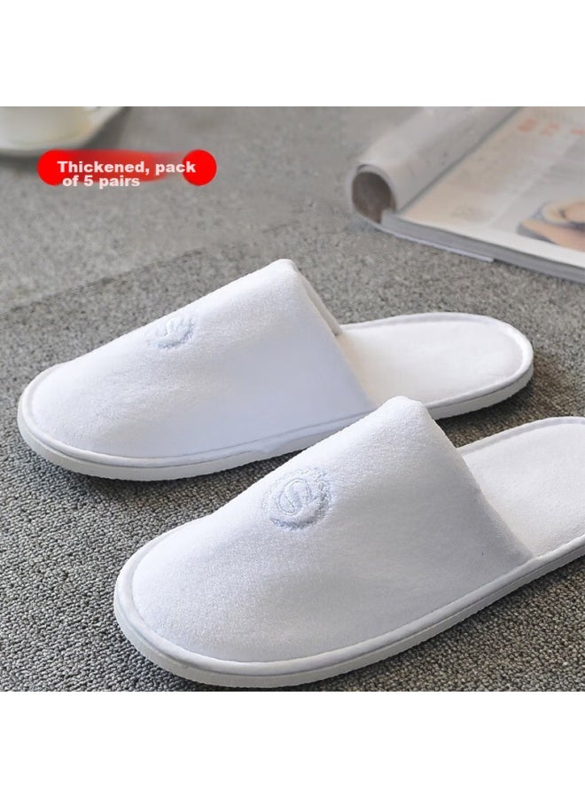 BWNK Bowonic Disposable Slippers, 5 Pairs, For Guests, Hotels, Beauty Salons, Non-slip, Thickened, Portable, For Travel, Suitable For Homestays  - Image 1