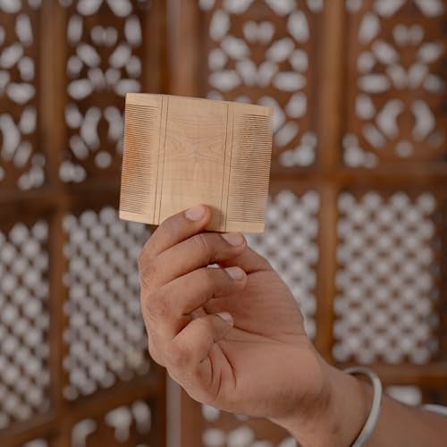 WoCra® Wooden Fine-Tooth Dust-Lice Comb | Wooden Nit Comb | Perfect for Lice Eeru Nits Eggs Bugs Removal from Hairs | Natural Wooden Double-Sided Fine-Tooth Lice Comb for Men Women Kids | Square Shape 9 X 9 cm size |1 Piece - Image 5