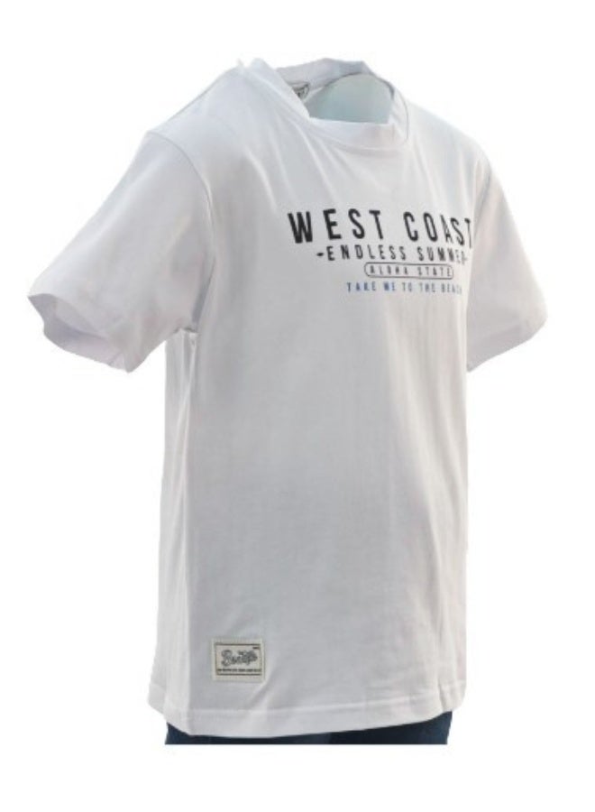 JOANNA JOANNA 22KY0203B Boy's West Coast Endless Summer Print Round Neck Short Sleeve T-Shirt - White - Image 2