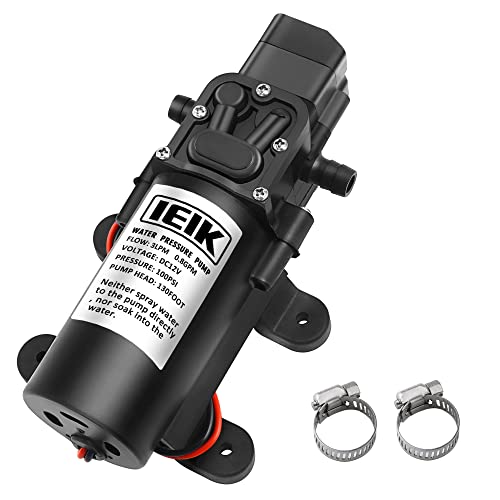 IEIK 12 Volt Diaphragm Pump 3LPM 0.8 GPM 100PSI Self Priming Sprayer Pump 12V DC Fresh Water Pump Water Pressure Switch for RV Camper Marine Boat Lawn (30W) - Image 1