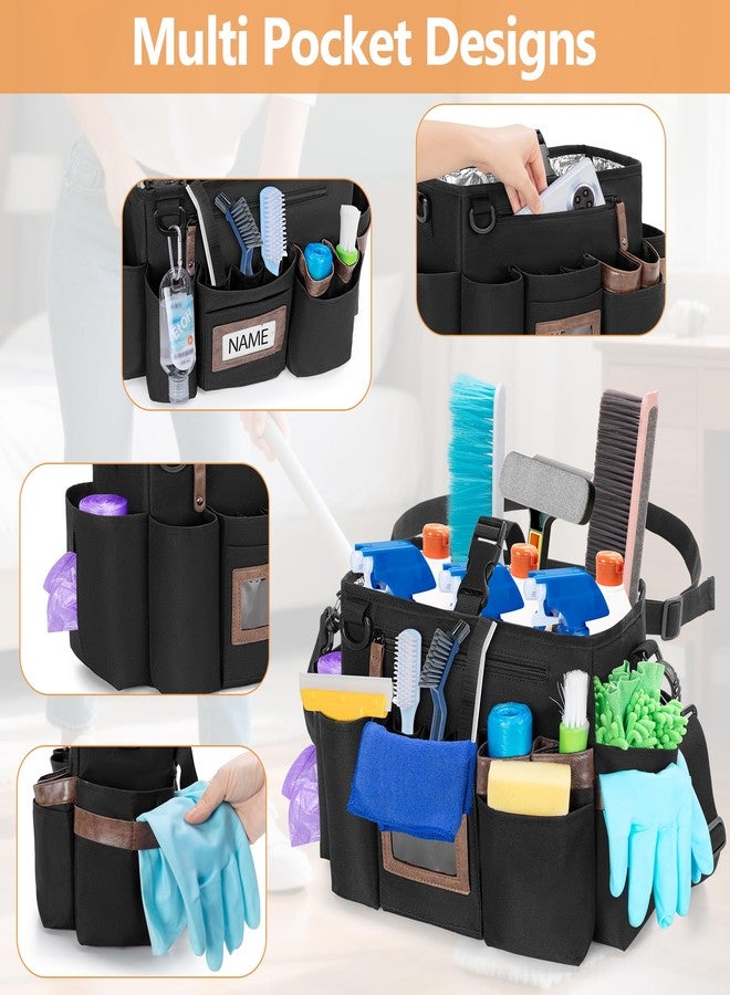 BAFASO Wearable Cleaning Caddy Bag with Adjustable Waist Belt and Shoulder Strap, Cleaning Supplies Organizer for Cleaners & Housekeepers, Black - Image 3