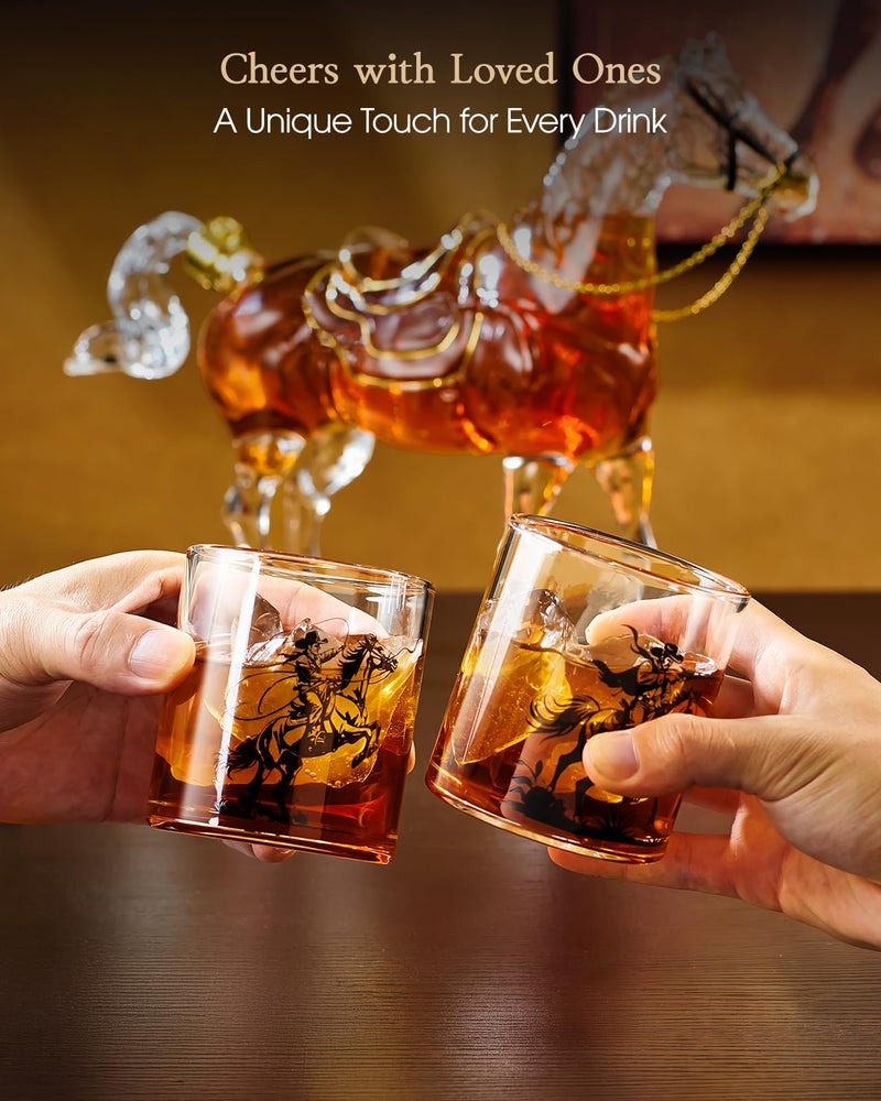Kollea Birthday Gifts for Men Dad, Horse Whiskey Decanter Set with 2 Cowboy Glasses, Liquor Dispenser for Home Bar, Alcohol Gift for Boyfriend, Husband, Brother, Bourbon Vodka, Anniversary, Christmas - Image 3