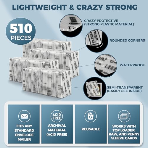 Storage Standard Trading Card Shipping Protectors 510 Pack 3.5'' x 4.5'' - Premium Ultra Strong Plastic Inserts Mailers - Precut Supply Sleeves for Sports MTG Cards Packaging - Flats for Breakers - Image 3