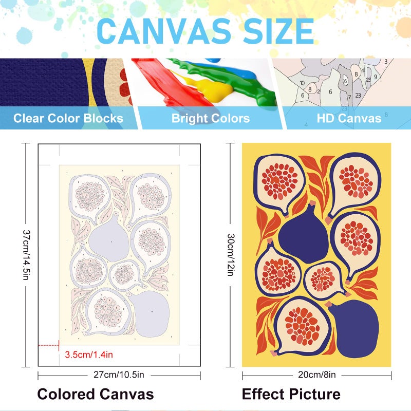 Offito 6 Pack Paint by Numbers Kit for Adults Beginners - 8x12 Inch Fruits Adult Paint by Number Kits on Canvas, Fruit DIY Acrylic Oil Number Painting Kits for Adults, Perfect for Gift Home Decor - Image 3