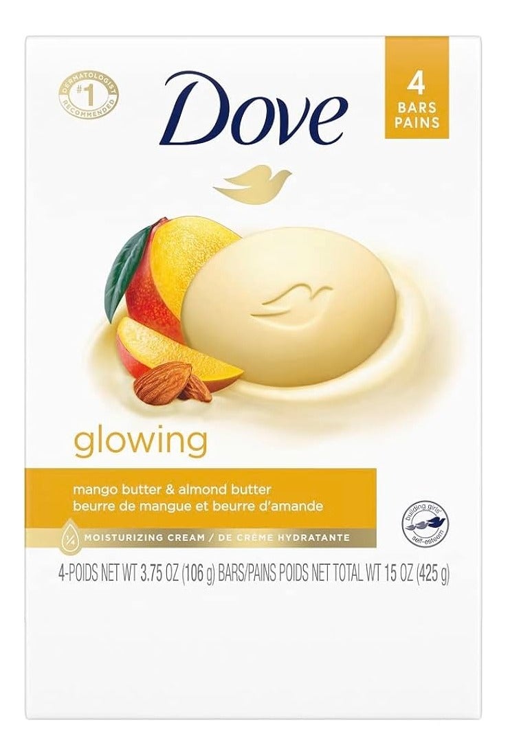 دوف صابون دوف بيوتي بار.منظف لطيف ومرطب لبشرة ناعمة بزبدة المانجو وزبدة الليمون 106جم .4قطع