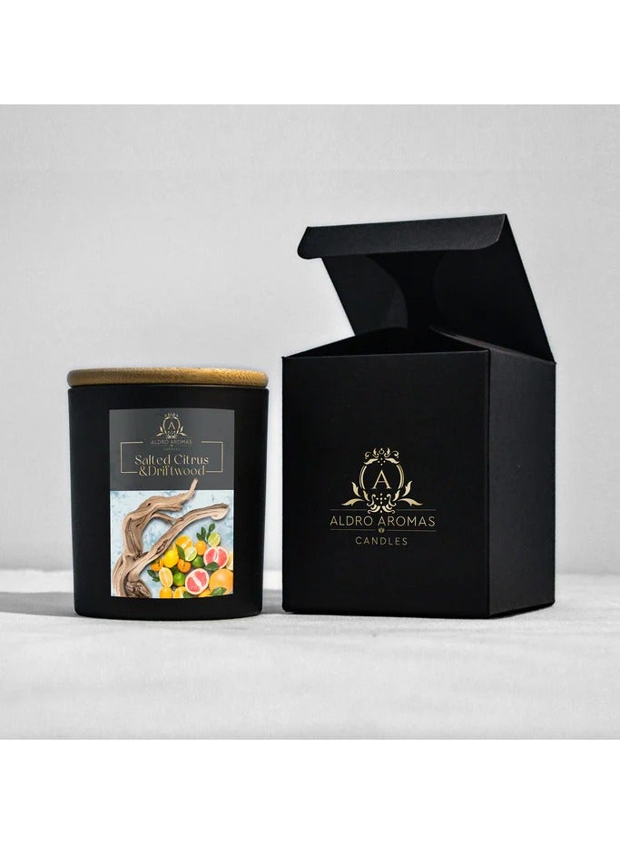 Aldro Aromas Scented Candel in Jar Long Lasting, Fragrance-Salted Citrus & Driftwood 225 Grams - Image 2