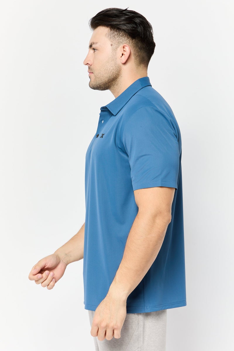 RBX Men Sportswear Fit Short Sleeves Outdoor Polo Shirt, Blue - Image 2