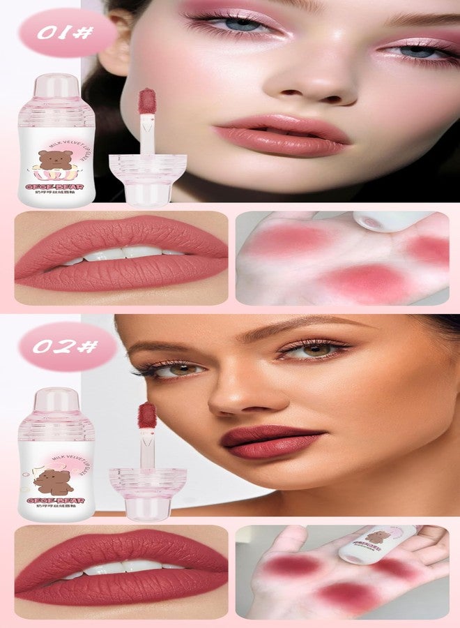 Gege Bear Milk Velvet Lip Glaze | Cute Baby Bottle Design with Bear Print | Smooth Matte Finish Lip Tint | Long-Lasting, Lightweight & Moisturizing Formula | Compact Size with 6 Rich Shades | Smudge-Proof, Weightless Texture (06# Lychee, 2.5g) - Image 3
