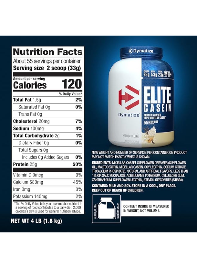 Dymatize ELITE CASEIN SMOOTH VANILLA 4LB - Image 5