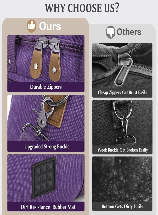 Gonex Canvas Duffle Bag for Travel 50L Expandable Duffel Weekend Overnight Bag (Purple) - Image 4