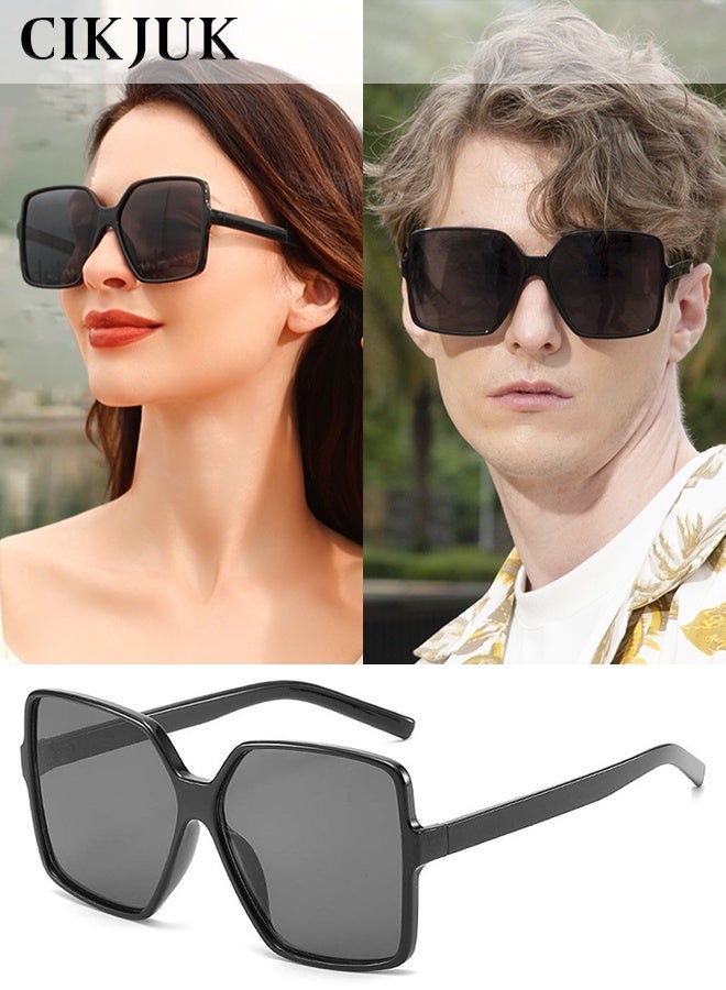 CIKJUK Oversized Sunglasses Women Men Square Chic Women's Men's Sunglass Large Sun Glasses Fashion Shades UV Protection Sun Glas Black - Image 1