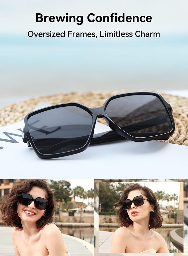 CIKJUK Oversized Sunglasses Women Men Square Chic Women's Men's Sunglass Large Sun Glasses Fashion Shades UV Protection Sun Glas Black - Image 3