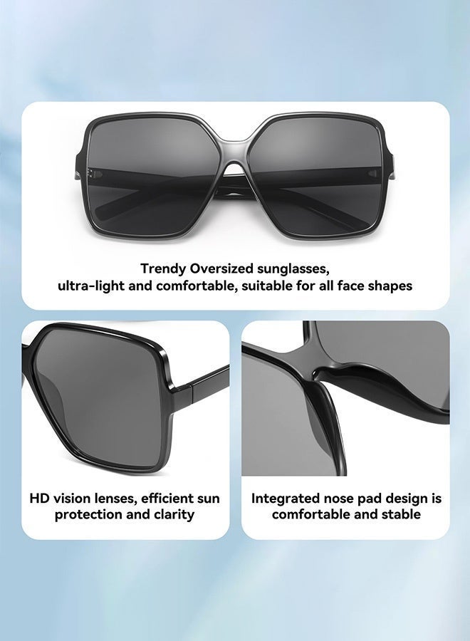 CIKJUK Oversized Sunglasses Women Men Square Chic Women's Men's Sunglass Large Sun Glasses Fashion Shades UV Protection Sun Glas Black - Image 4