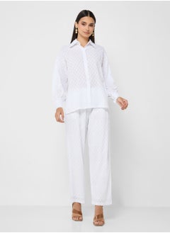 ELLA Sheer Button Down Shirt & Pant Set  - Image 1