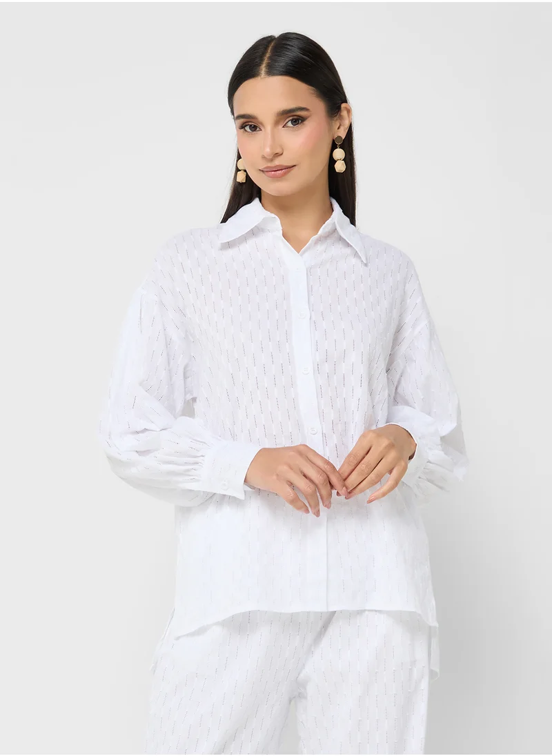 ELLA Sheer Button Down Shirt & Pant Set
