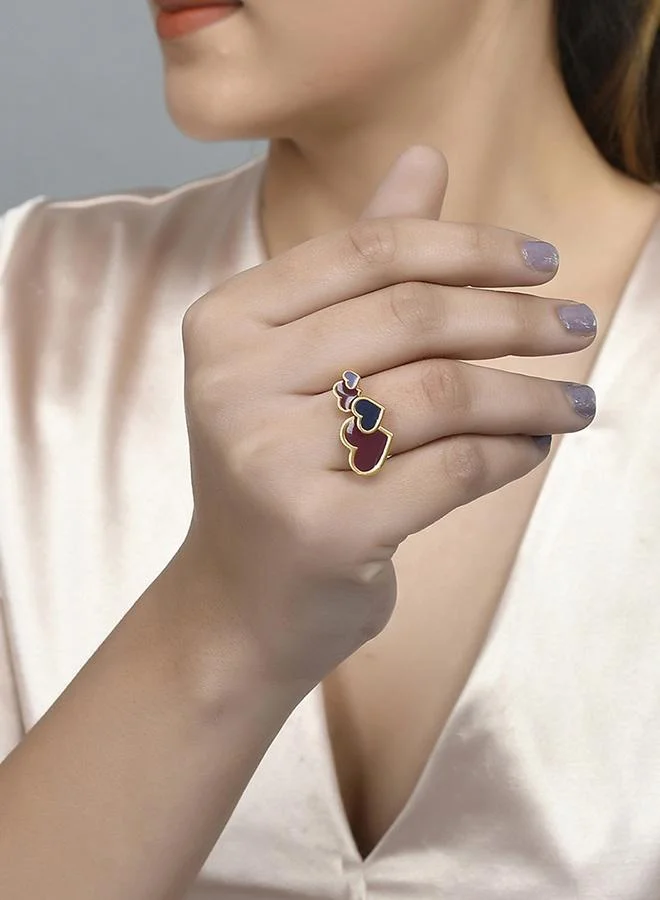 VOYLLA Valentine's Day Collection Enamelled Hearts Ring