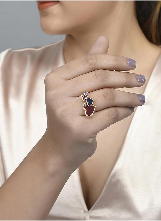 VOYLLA - Valentine's Day Collection Enamelled Hearts Ring - Image 1