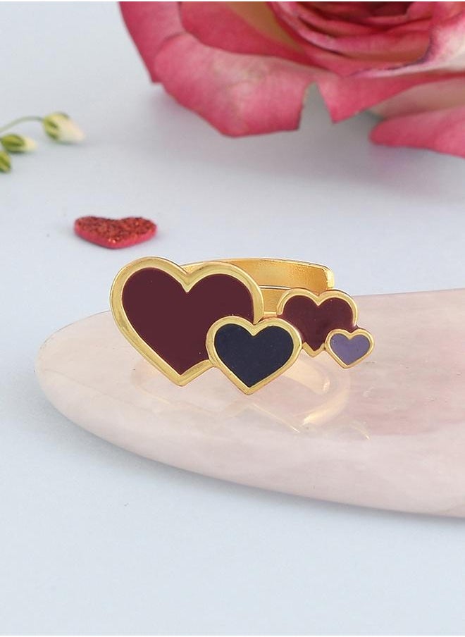 VOYLLA - Valentine's Day Collection Enamelled Hearts Ring - Image 1