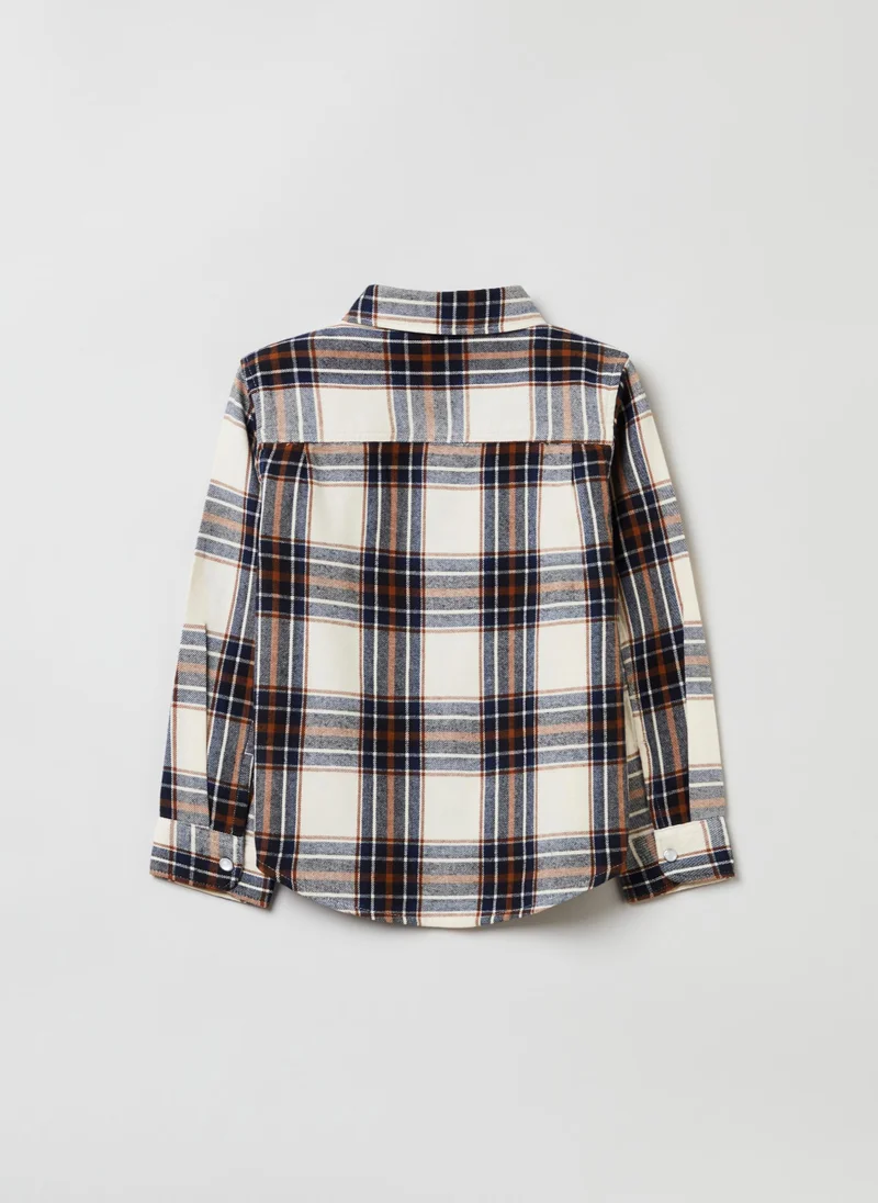 او في اس Ovs Housebrand Check Flannel Shirt With Snap Buttons