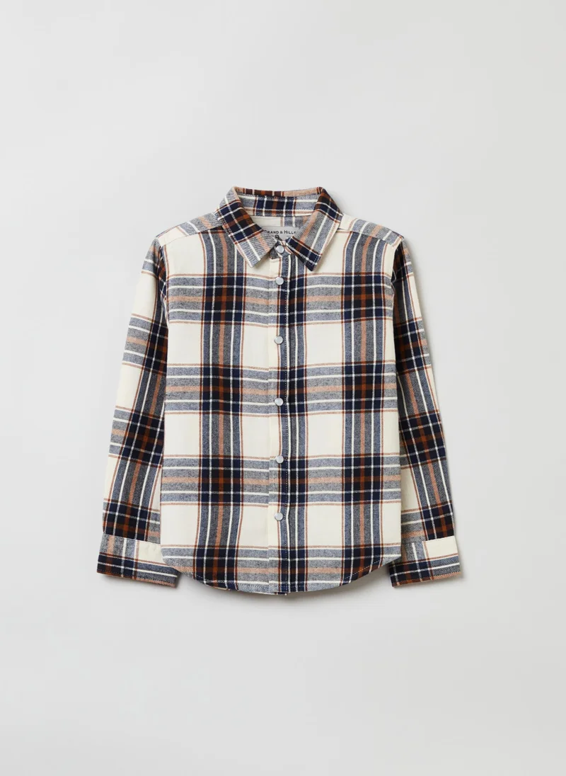 او في اس Ovs Housebrand Check Flannel Shirt With Snap Buttons