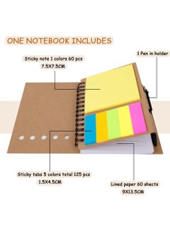Magic Park 4 Pack Spiral Notebooks Lined Notepad with Pen in Holder and Sticky Notes and Page Marker Colored Index Tabs Flags  - Image 2