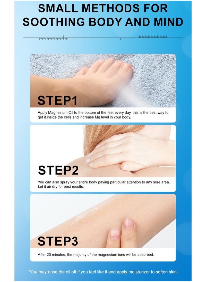 MELAO - 300ml Pure Magnesium Oil Spray，Topical Magnesium in Bottle，Fast Absorption，Unclog Pores，Perfect for Sports，Relaxing & Sleep - Image 1