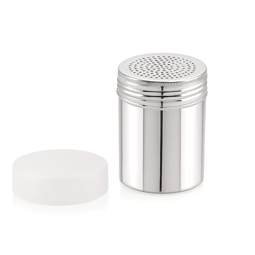 GS Kitchenware Stainless Steel Powder Shaker with Screw-On Cap, 300 ML, Kitchen Dredger for Spices, Sugar, Salt, Flour. - Image 3